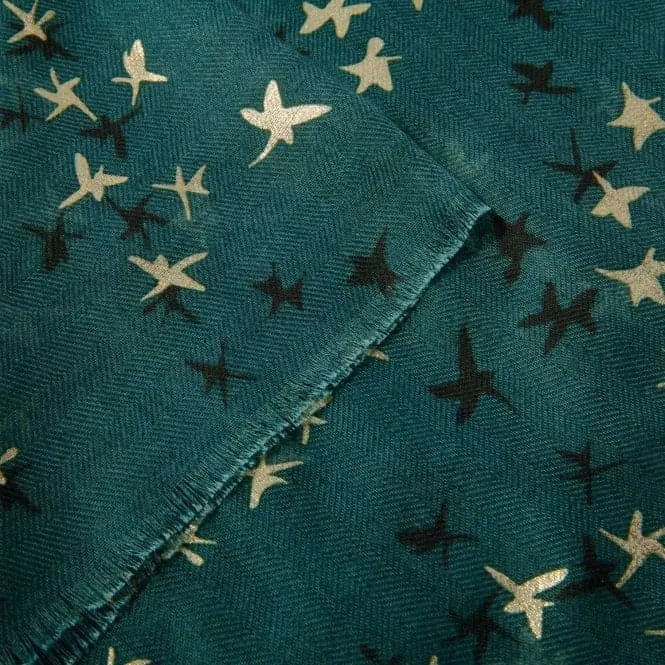 Green Foil Star Scarf KLS505