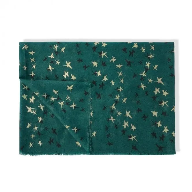 Green Foil Star Scarf KLS505