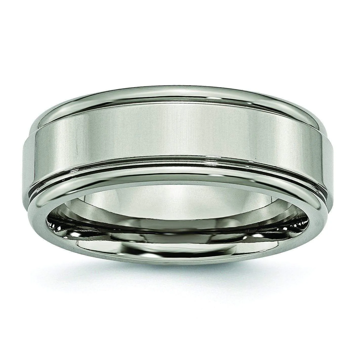 Grooved Edge Titanium Ring High Polish Finish 8mm