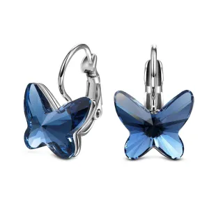 Kairangi Earrings for Women and Girls Blue Crystal Clip on Earrings Silver Tones Butterfly Shaped Clipon Earrings for Women | Birthday Gift for girls and women Anniversary Gift for Wife