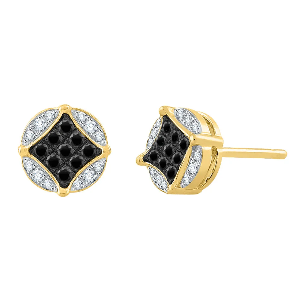 KATARINA 1/3 cttw Black and White Diamond Cluster Earrings