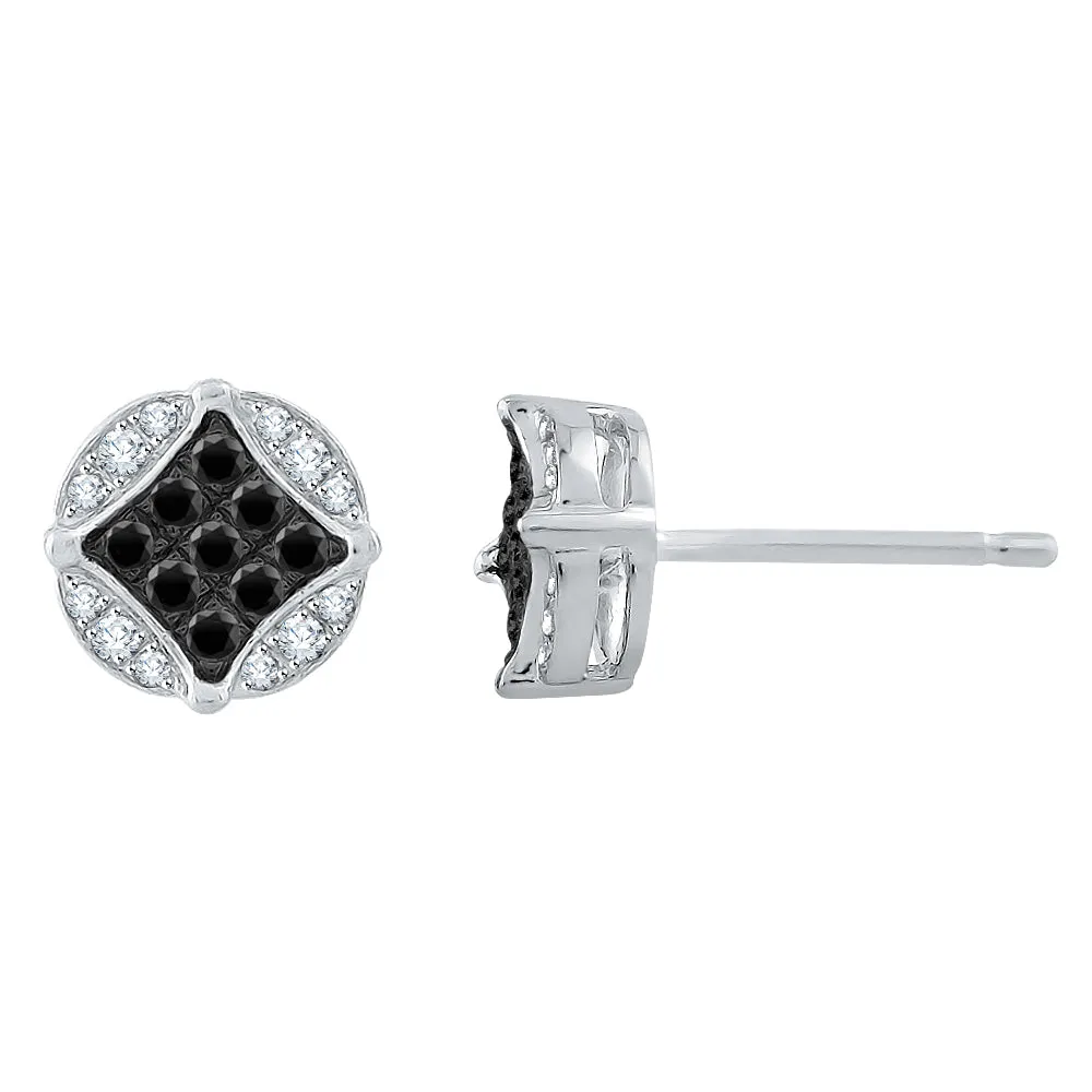 KATARINA 1/3 cttw Black and White Diamond Cluster Earrings