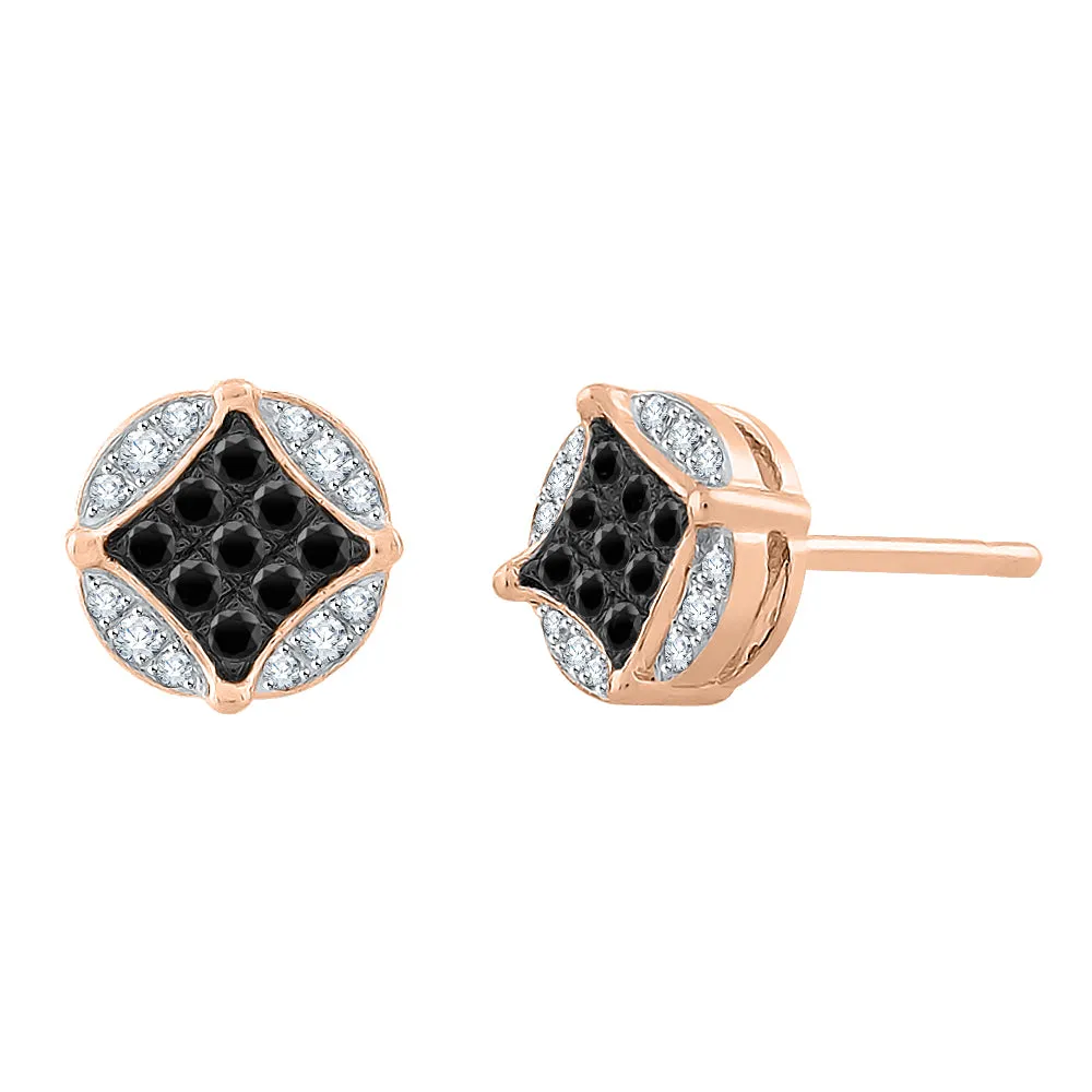 KATARINA 1/3 cttw Black and White Diamond Cluster Earrings