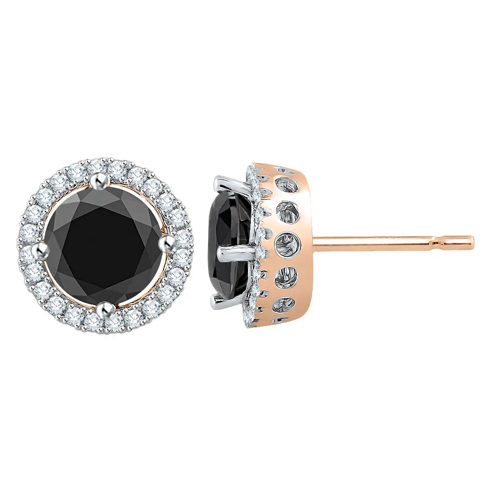 KATARINA Black and White Diamond Earrings (2 1/5 cttw)