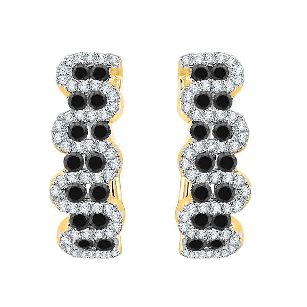 KATARINA Black and White Diamond Fashion Earrings (1 cttw)