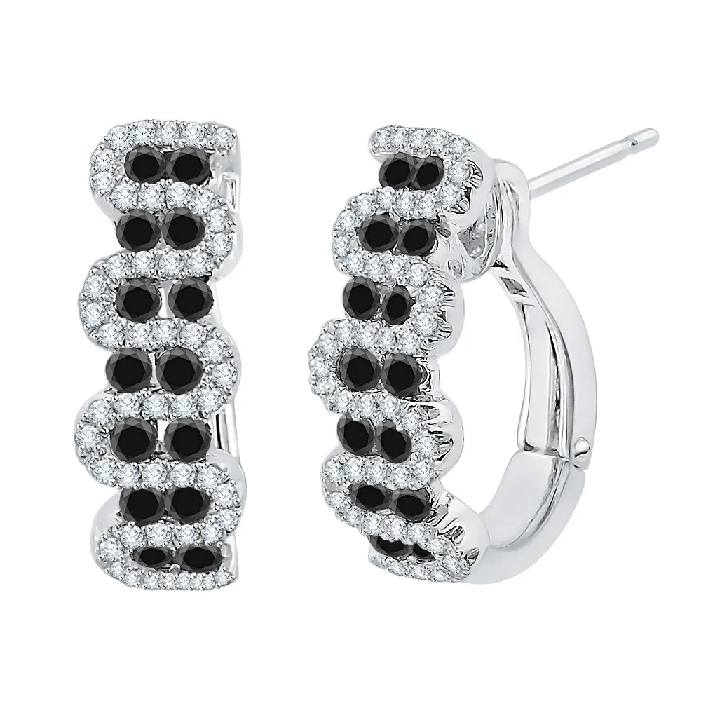 KATARINA Black and White Diamond Fashion Earrings (1 cttw)