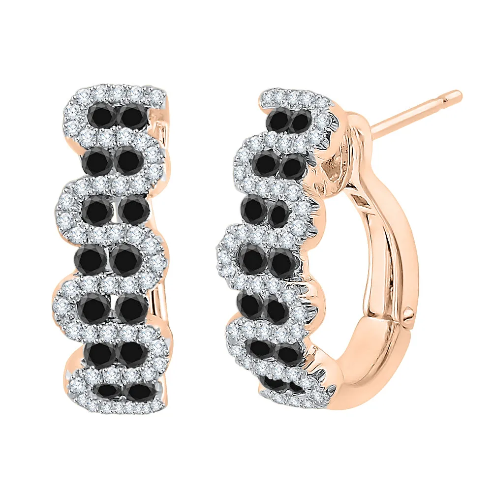 KATARINA Black and White Diamond Fashion Earrings (1 cttw)