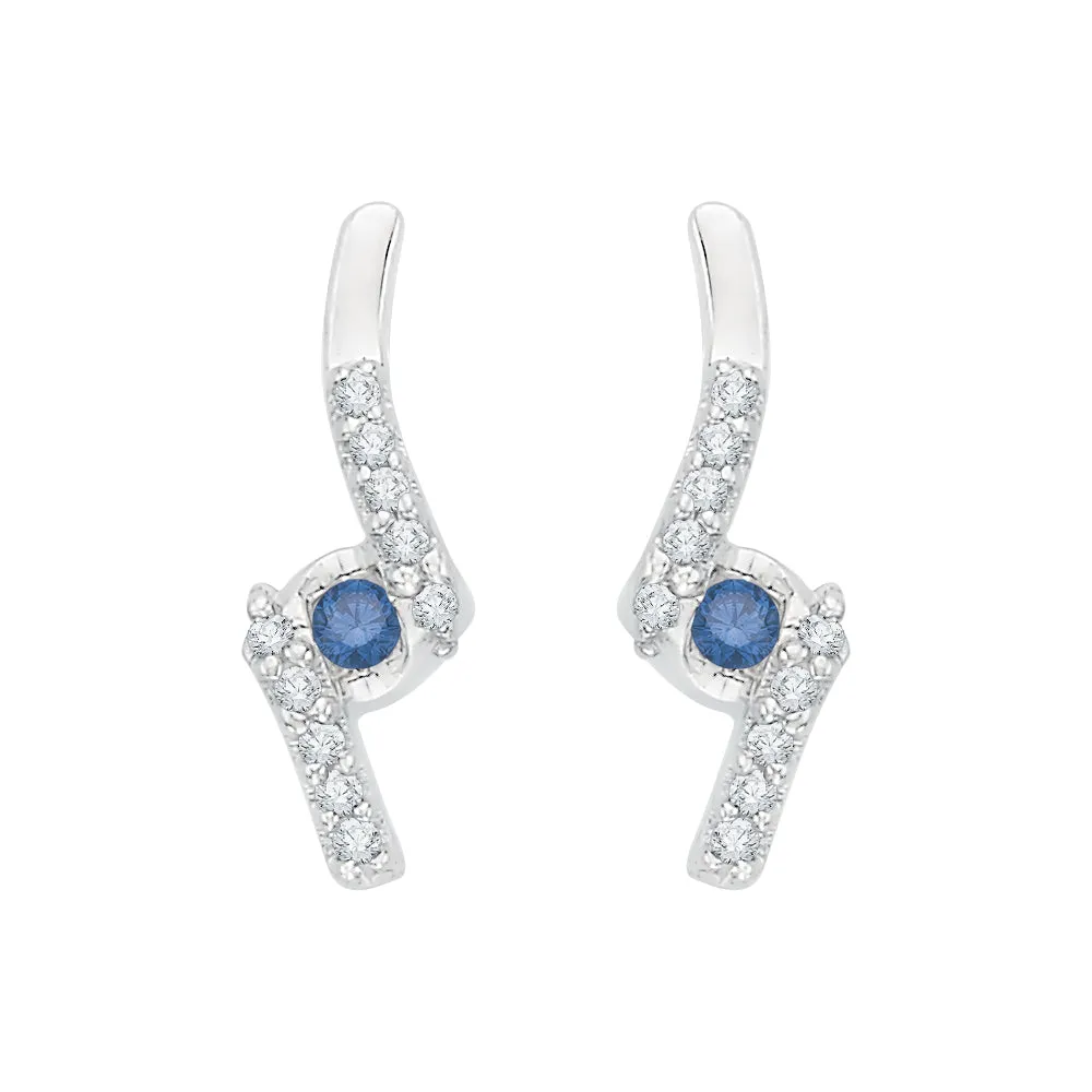 KATARINA Blue and White Diamond Fashion Earrings (1/8 cttw GH, I2/I3)