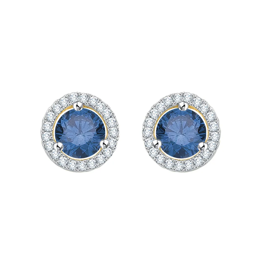 KATARINA Diamond with Blue Center Diamond Earrings (1 cttw)