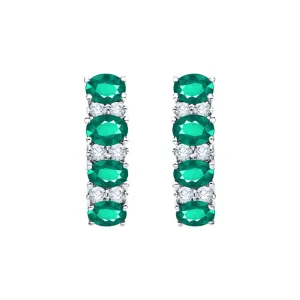 KATARINA Emerald Gemstone and Diamond Huggie Earrings (2 cttw)