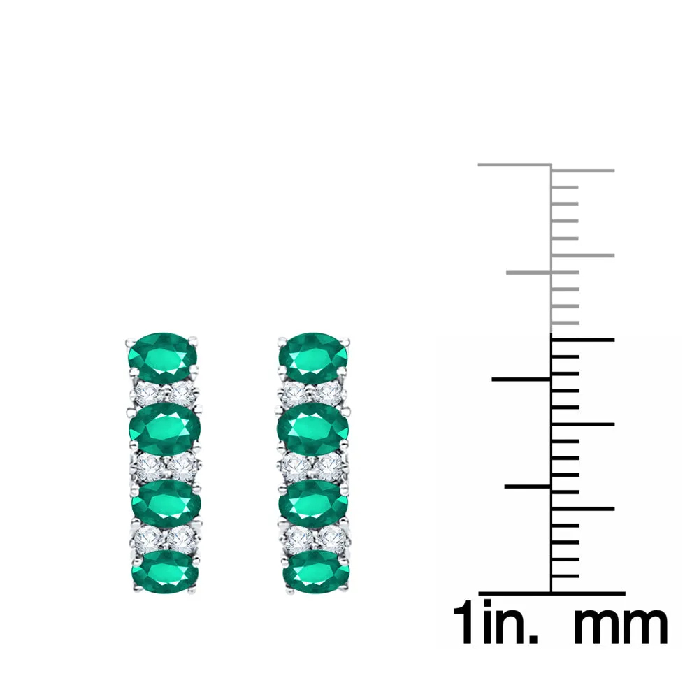 KATARINA Emerald Gemstone and Diamond Huggie Earrings (2 cttw)