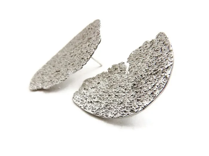 KimyaJoyas Earrings: Satin Silver Texture