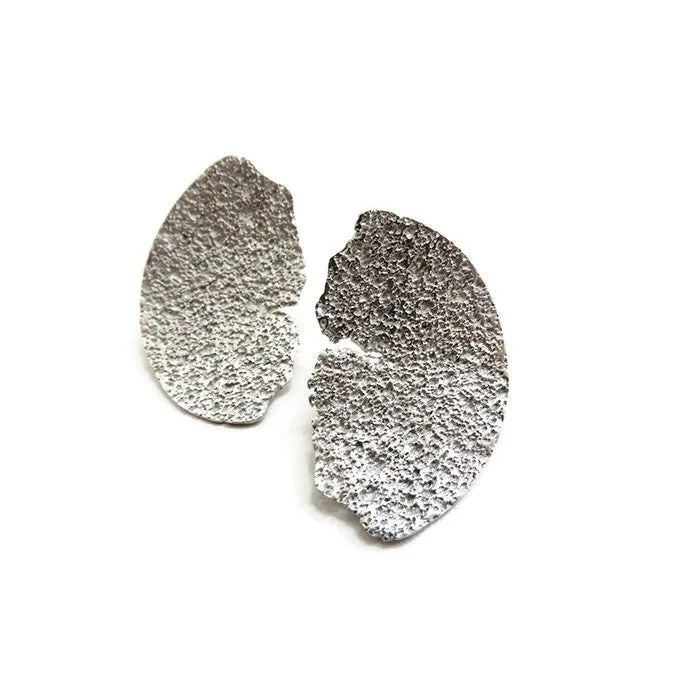 KimyaJoyas Earrings: Satin Silver Texture