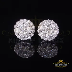 King of Bling's Men's/Womens 925 Silver White 2.00ct VVS 'D' Moissanite Round Stud Earrings