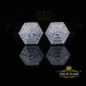 King of Bling's Men's/Womens Hexogonal Stud Earrings 0.50ct VVS 'D' Moissanite 925 White Silver