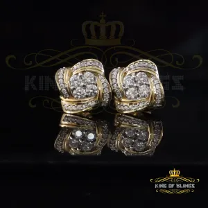 King  of Bling's New Men's Square Stud 1.00ct VVS D Moissanite 925 Yellow Silver Women Earrings