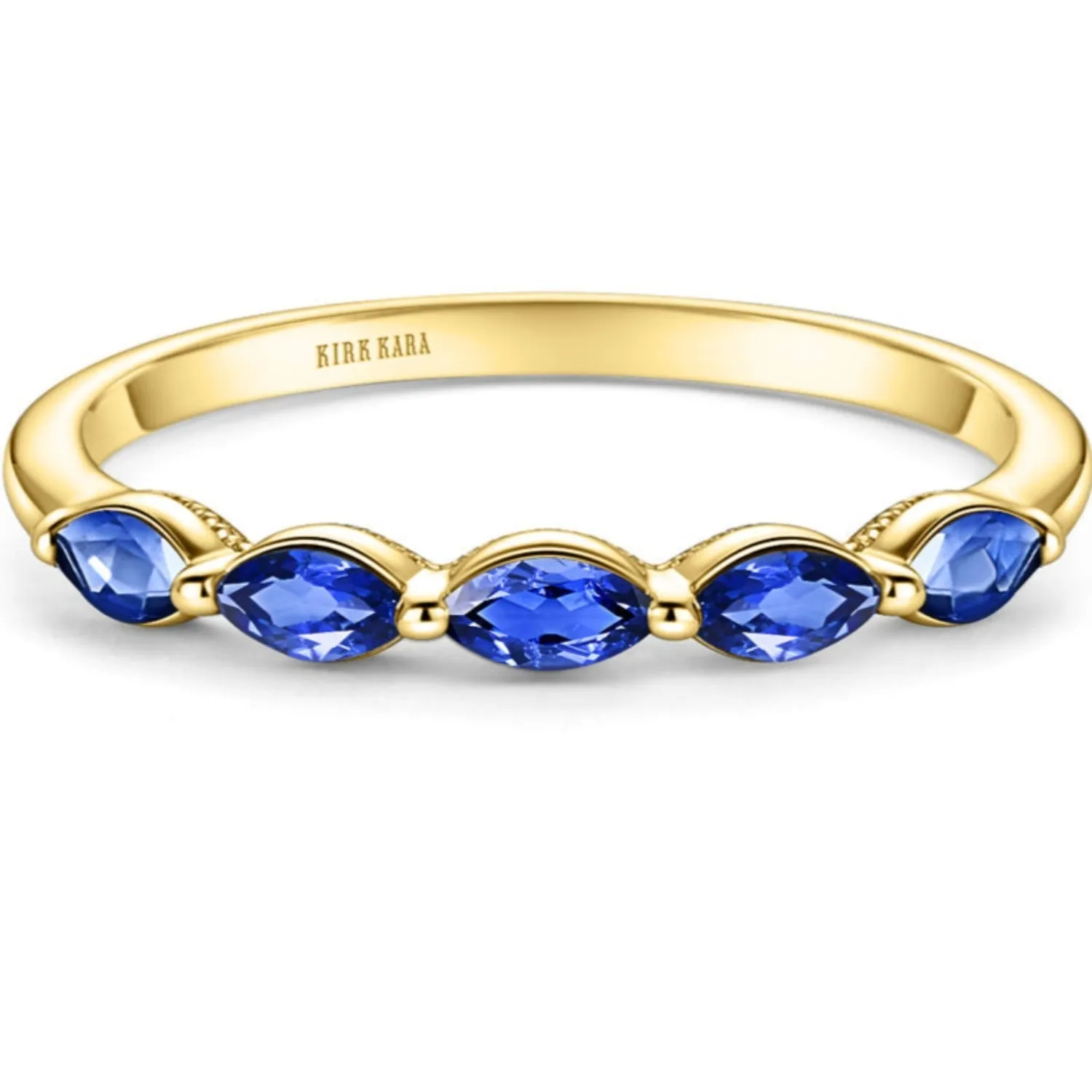 Kirk Kara "Stella" East-West Set Marquise Blue Sapphire Wedding Band