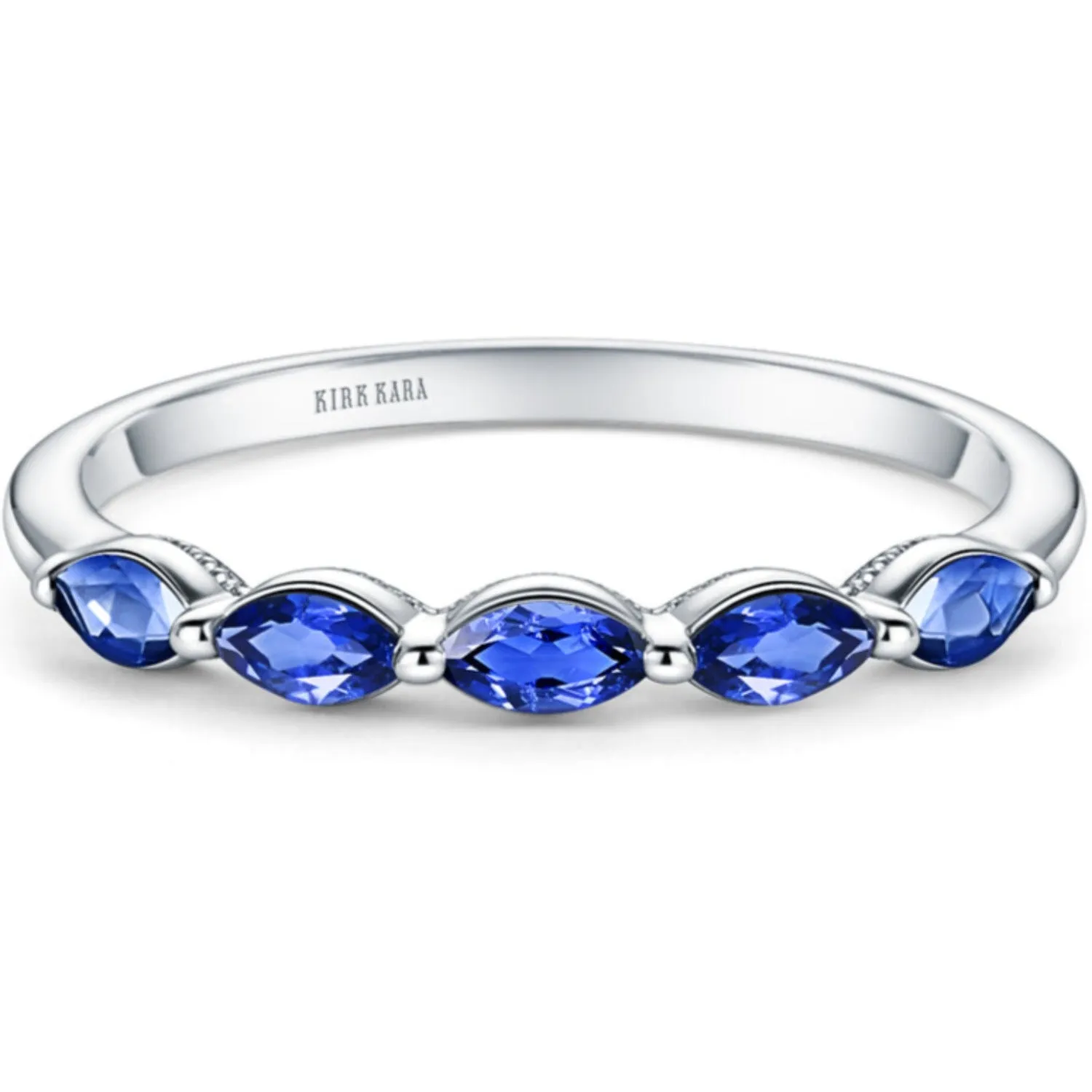 Kirk Kara "Stella" East-West Set Marquise Blue Sapphire Wedding Band