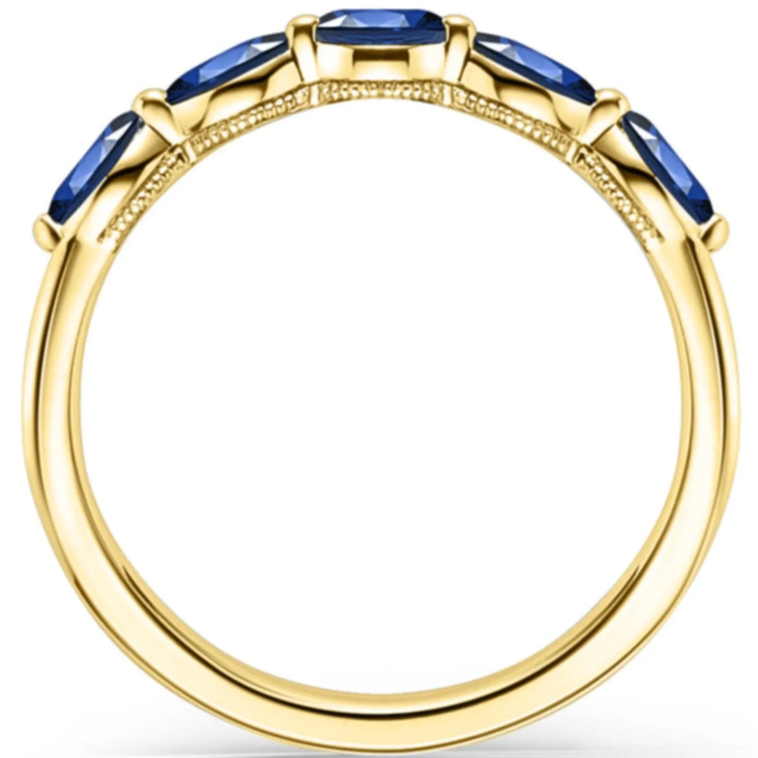 Kirk Kara "Stella" East-West Set Marquise Blue Sapphire Wedding Band