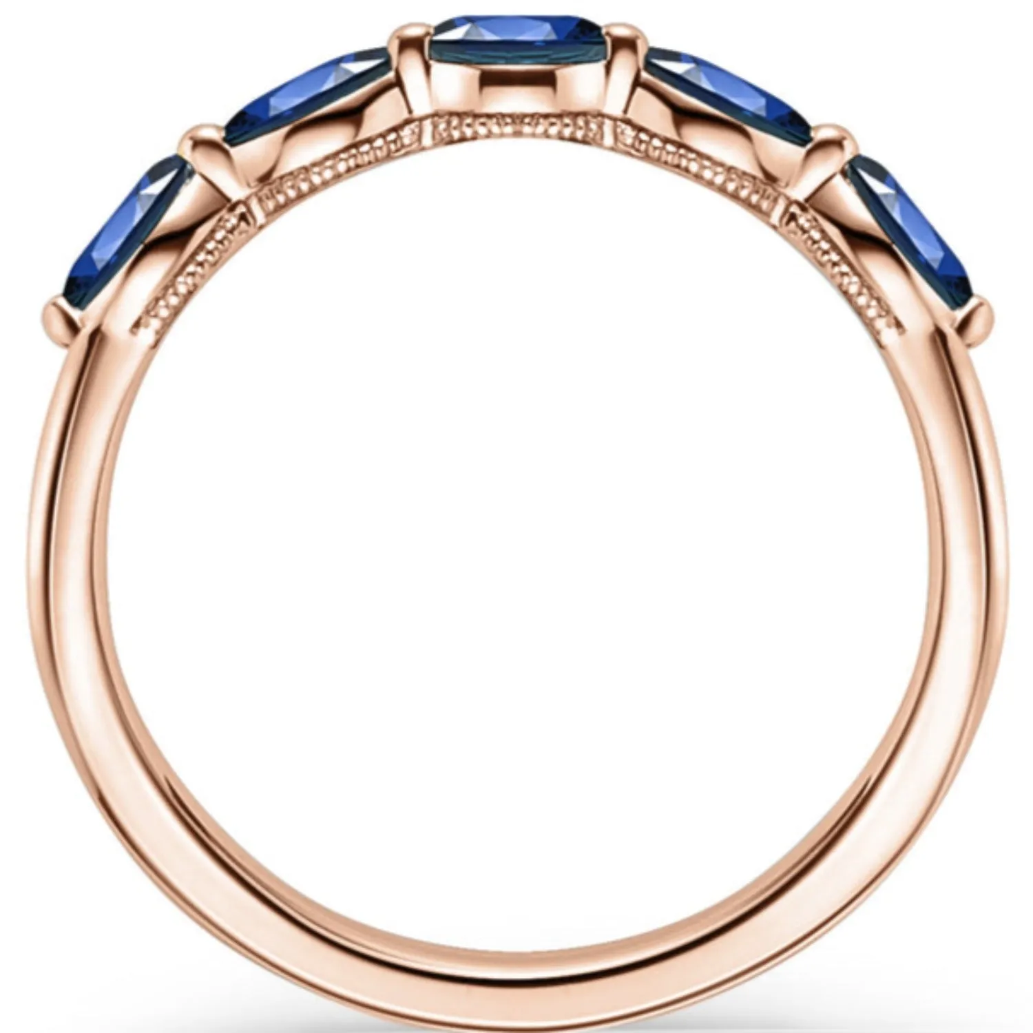 Kirk Kara "Stella" East-West Set Marquise Blue Sapphire Wedding Band