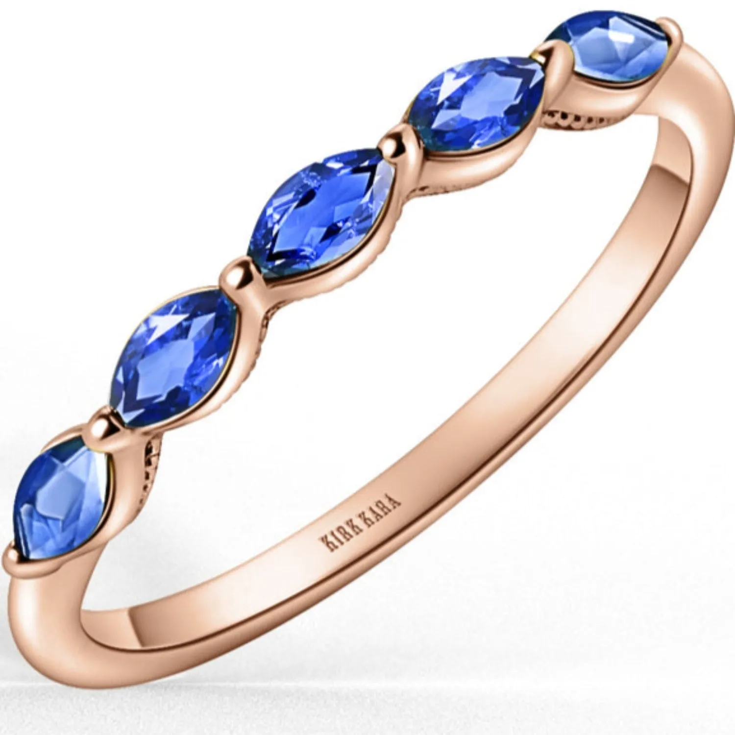 Kirk Kara "Stella" East-West Set Marquise Blue Sapphire Wedding Band