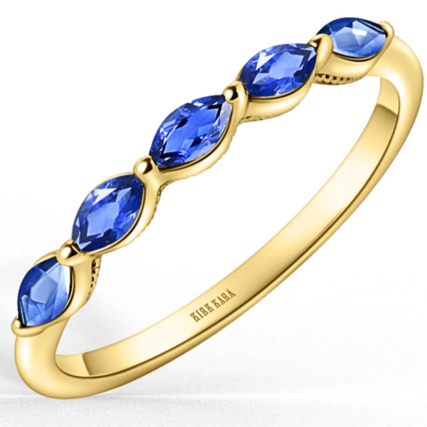 Kirk Kara "Stella" East-West Set Marquise Blue Sapphire Wedding Band