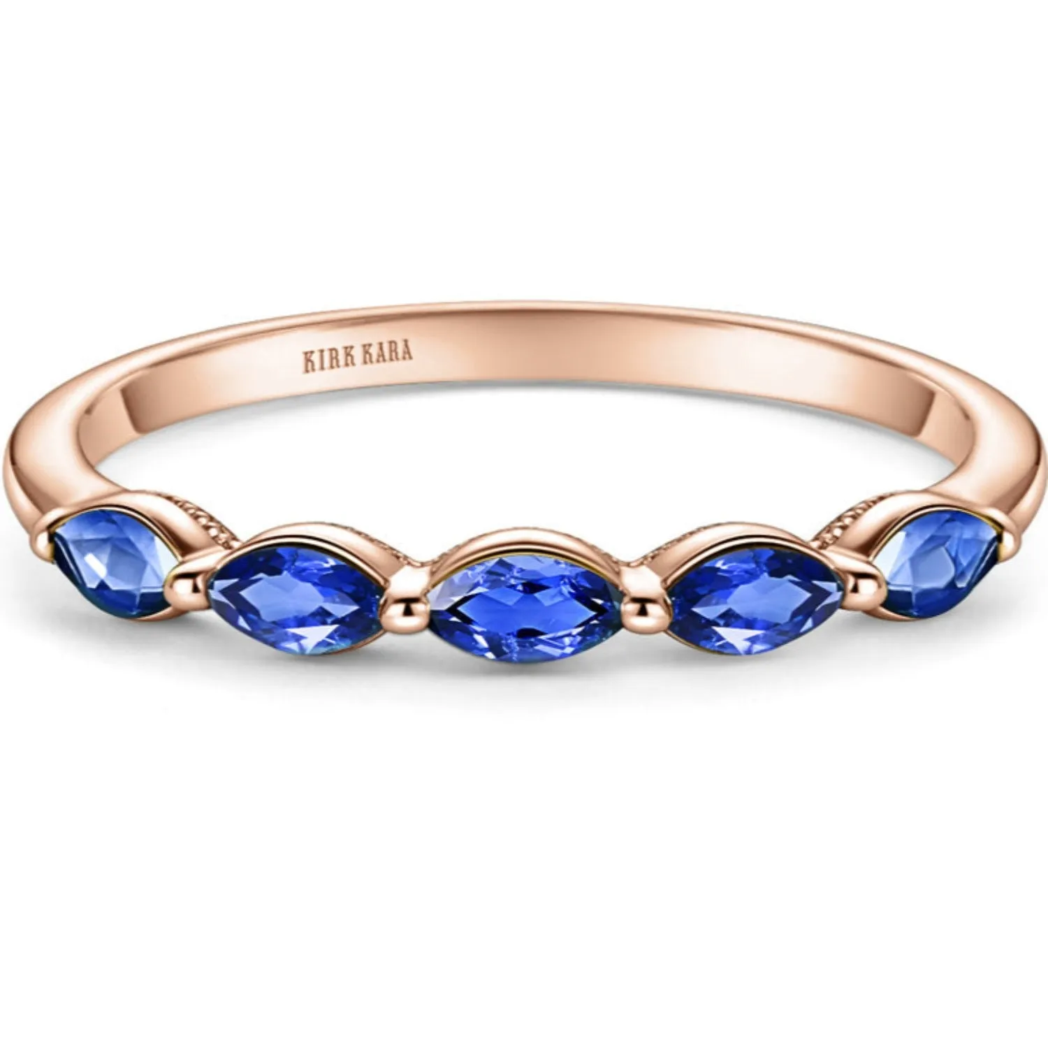 Kirk Kara "Stella" East-West Set Marquise Blue Sapphire Wedding Band