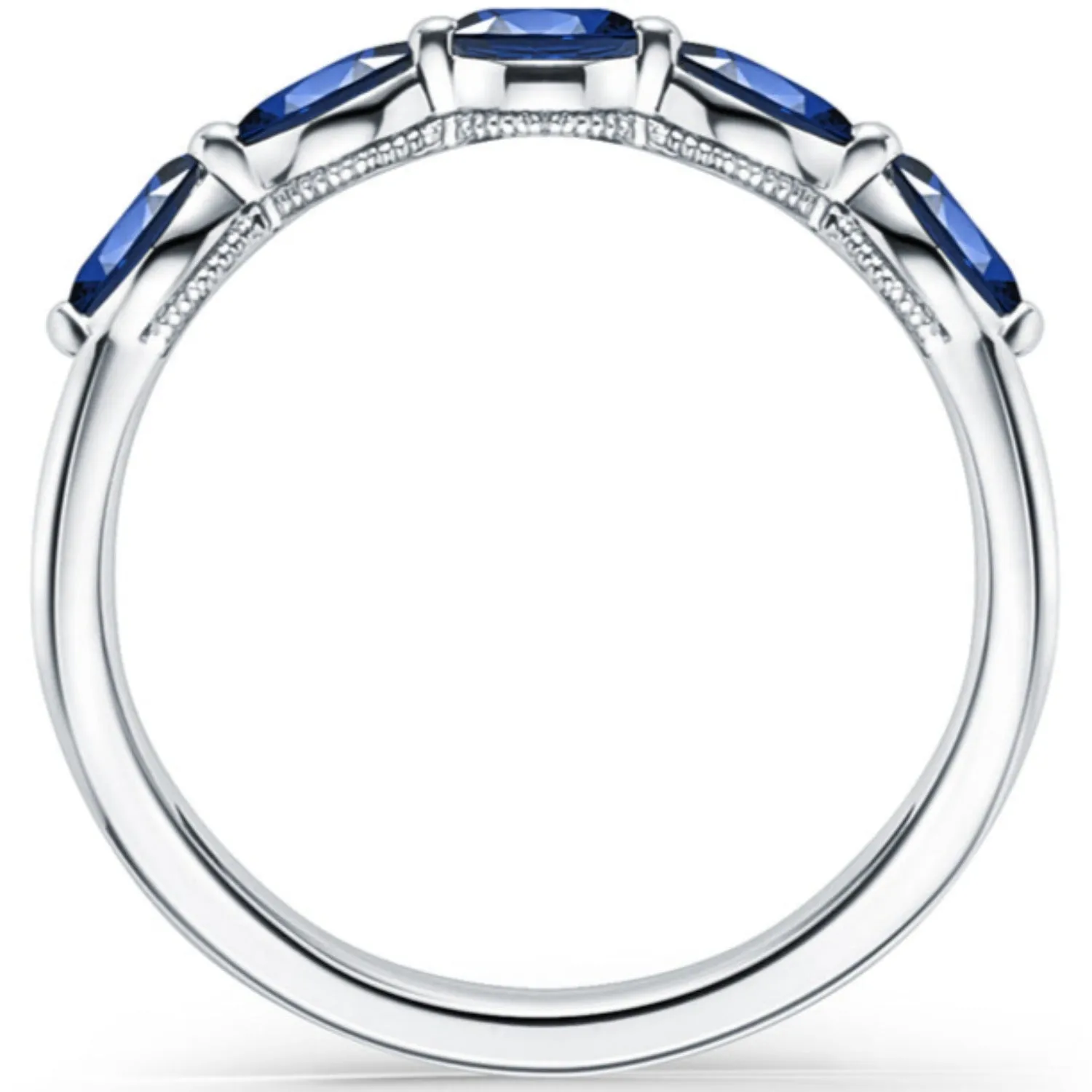 Kirk Kara "Stella" East-West Set Marquise Blue Sapphire Wedding Band