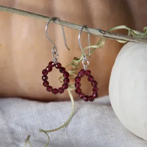 Limited Edition Red Garnet and sterling silver petal drop earrings