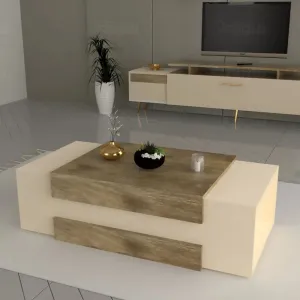 Luxurious Beige and Wood Center Table – A Stylish Addition to Your Modern Home