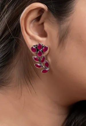 Maroon Cubic Zirconia Stud Earrings - Elegant Non-Allergic Jewelry for All Occasions