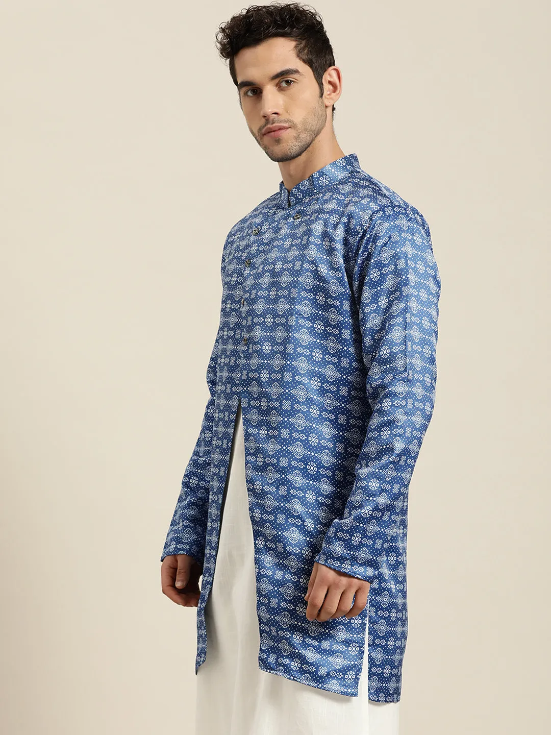 Men's Silk Blend Blue ONLY Sherwani Jacket - Sojanya