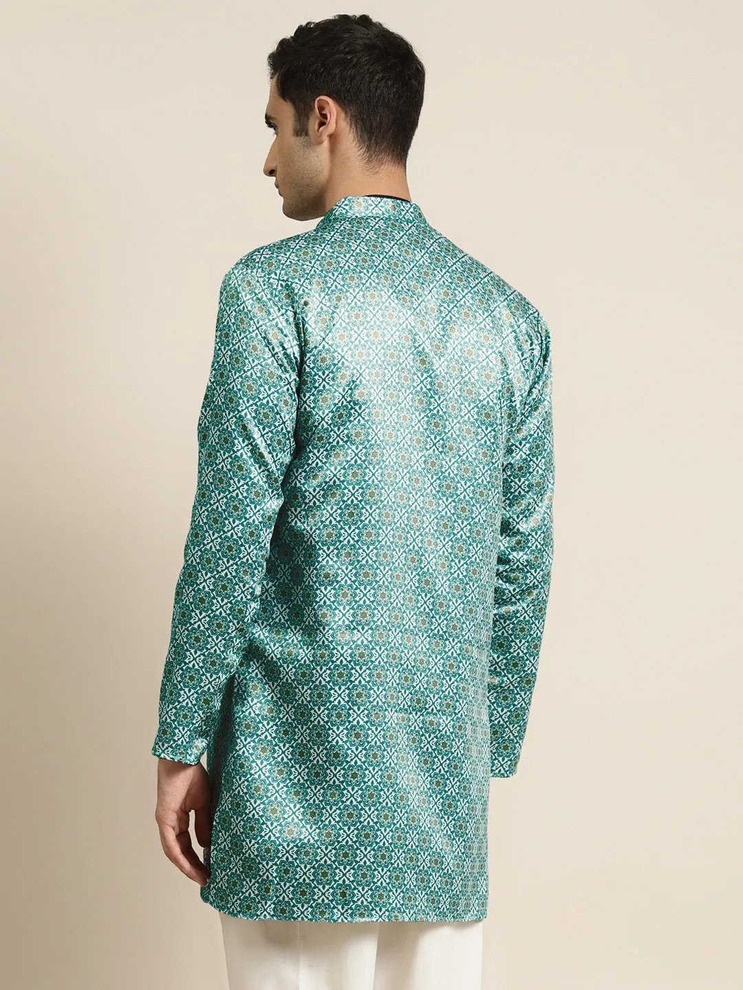 Men's Silk Blend Green Only Sherwani Jacket - Sojanya