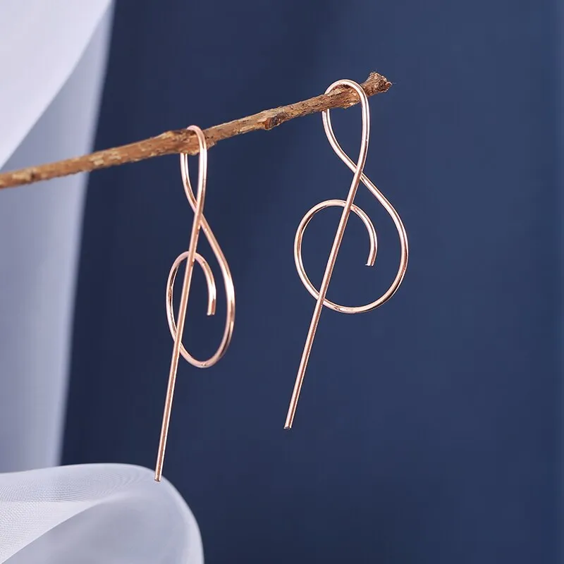 Minimalist Jewelry Music Stud Earrings For Women in Gold Color