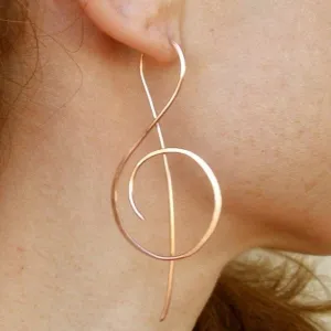 Minimalist Jewelry Music Stud Earrings For Women in Gold Color