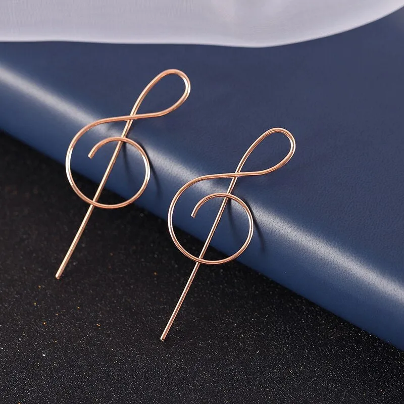 Minimalist Jewelry Music Stud Earrings For Women in Gold Color