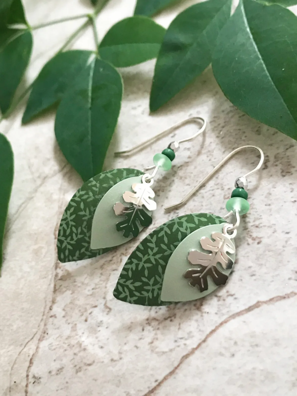 Mint Oak Leaf Dangles by Adajio