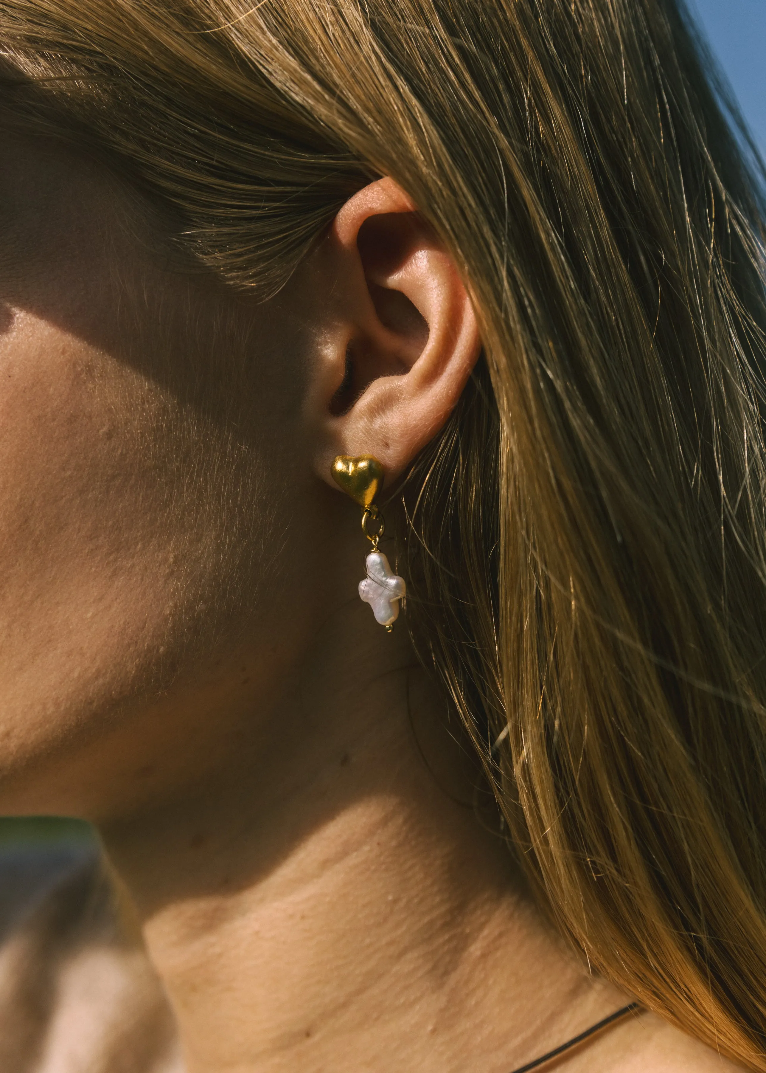 Mismatched Pearl Heart Earrings