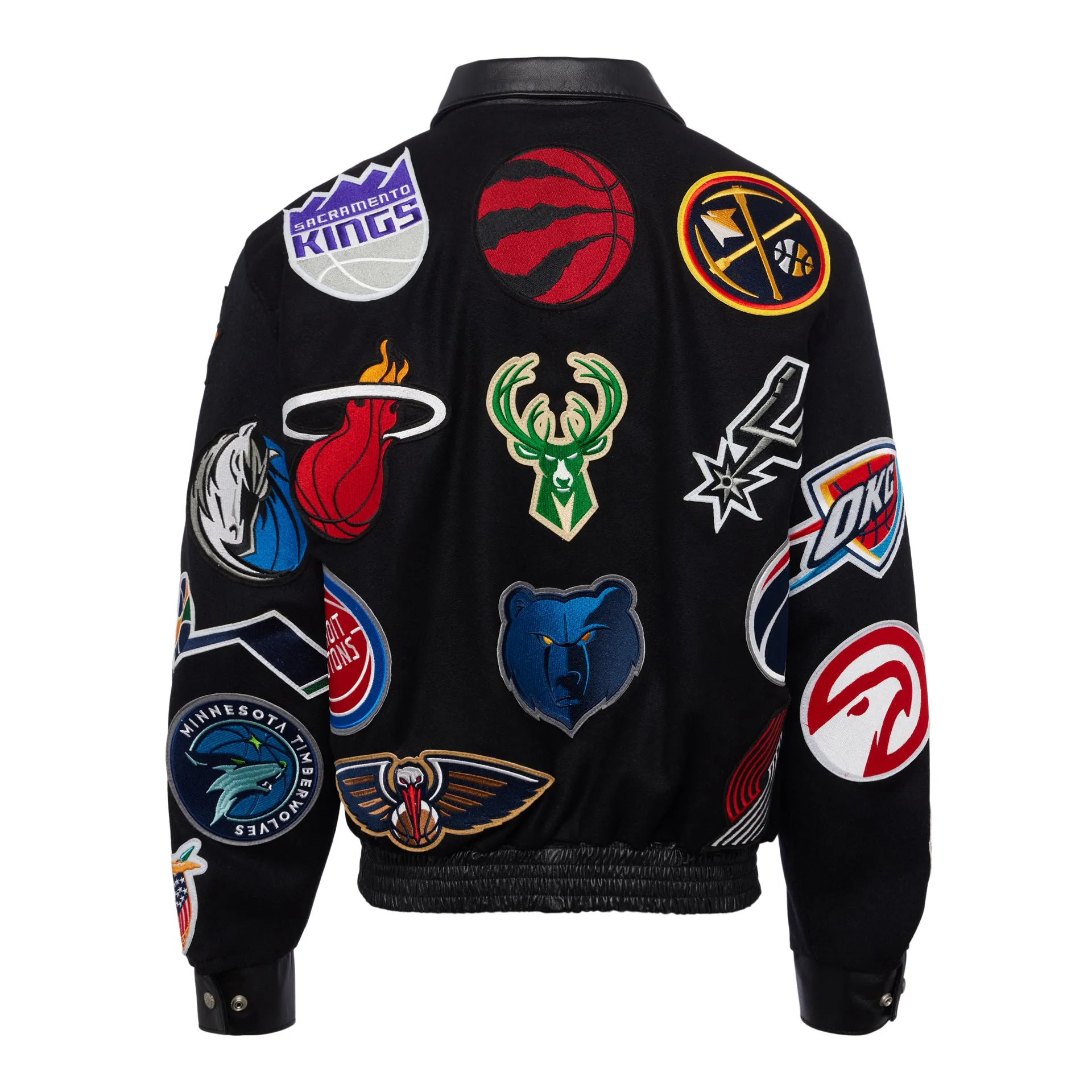 NBA COLLAGE WOOL & LEATHER JACKET Black