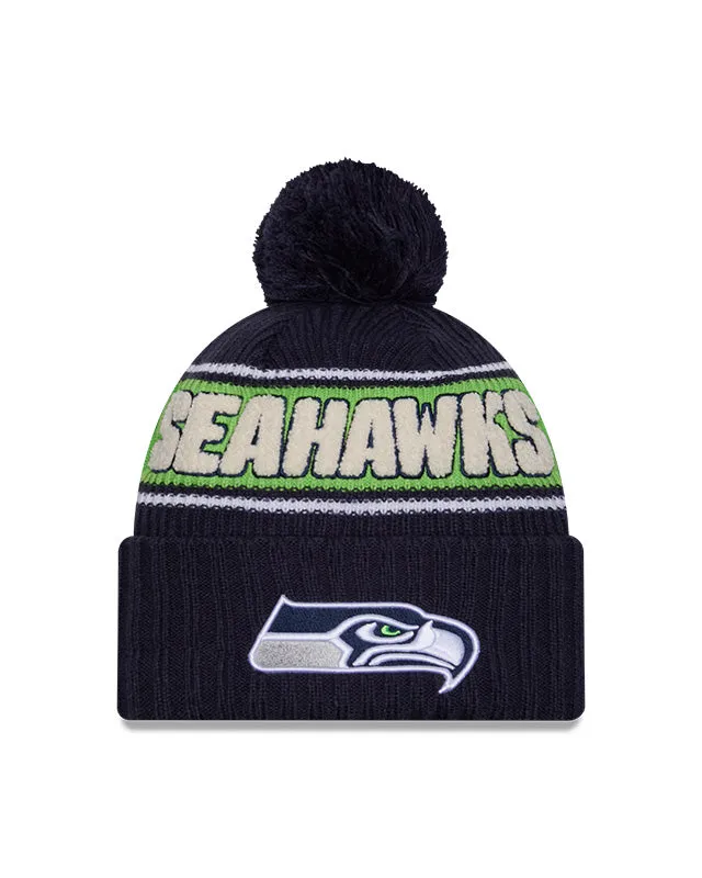 New Era Men's NFL Seattle Seahawks Sideline 24 Sport Pom Knit Toque