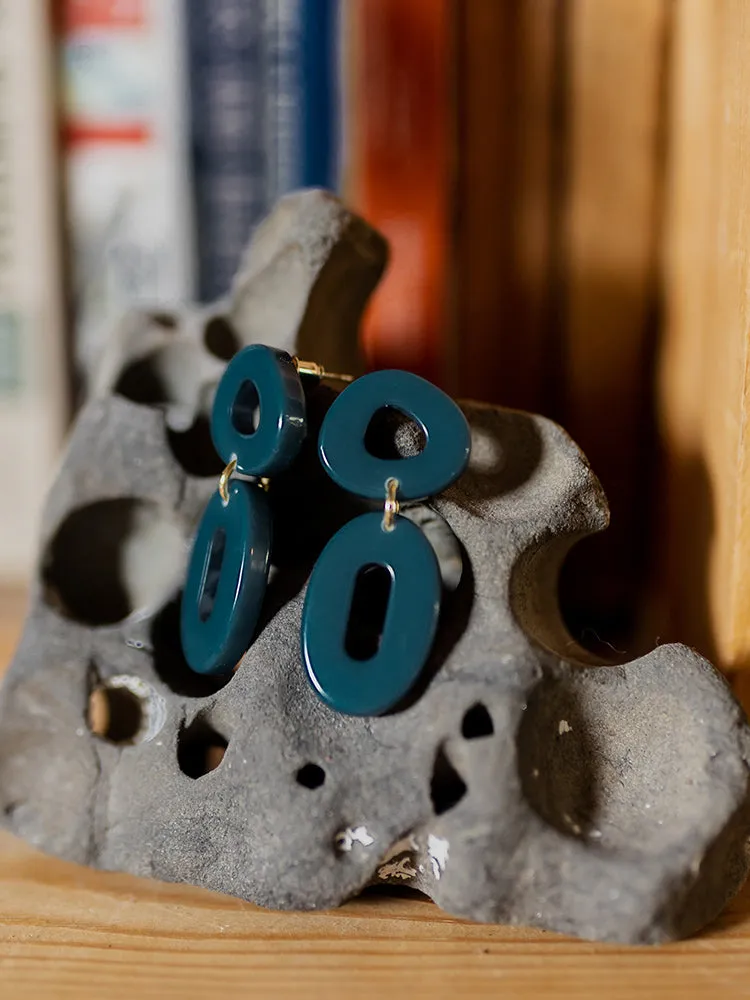 Oblong Hoop Earrings - Blue