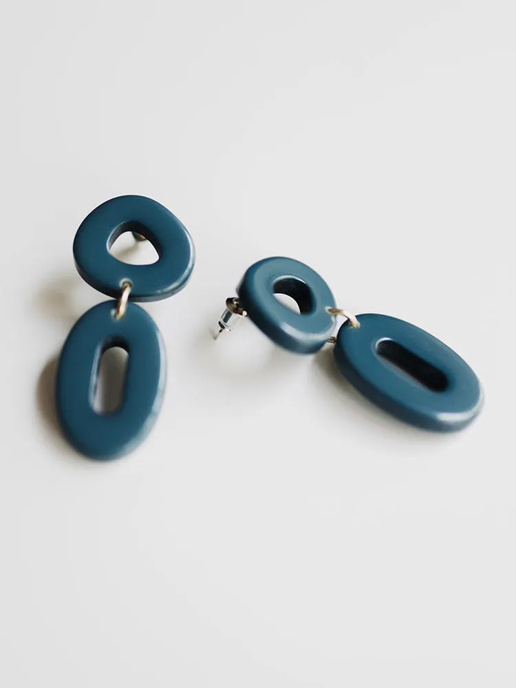 Oblong Hoop Earrings - Blue