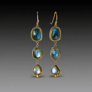 Ombre Blue Topaz Drop Earrings