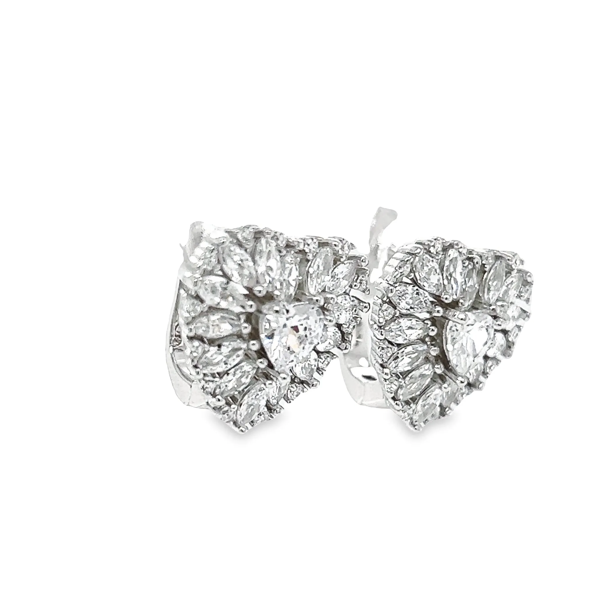 P501 CZ Heart Stone Hoops Earrings