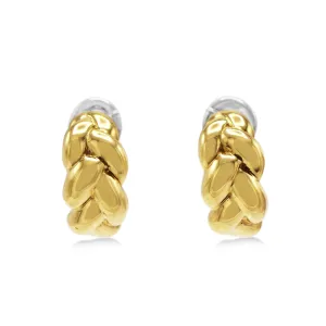 Pair Of French Woven Platted Earclips - 18ct Yellow Gold