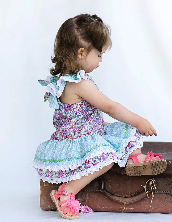 Party frock sewing pattern  LUCY LOU sizes 1 to 10 years 2 versions included. PDF pattern.