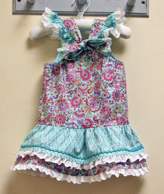 Party frock sewing pattern  LUCY LOU sizes 1 to 10 years 2 versions included. PDF pattern.