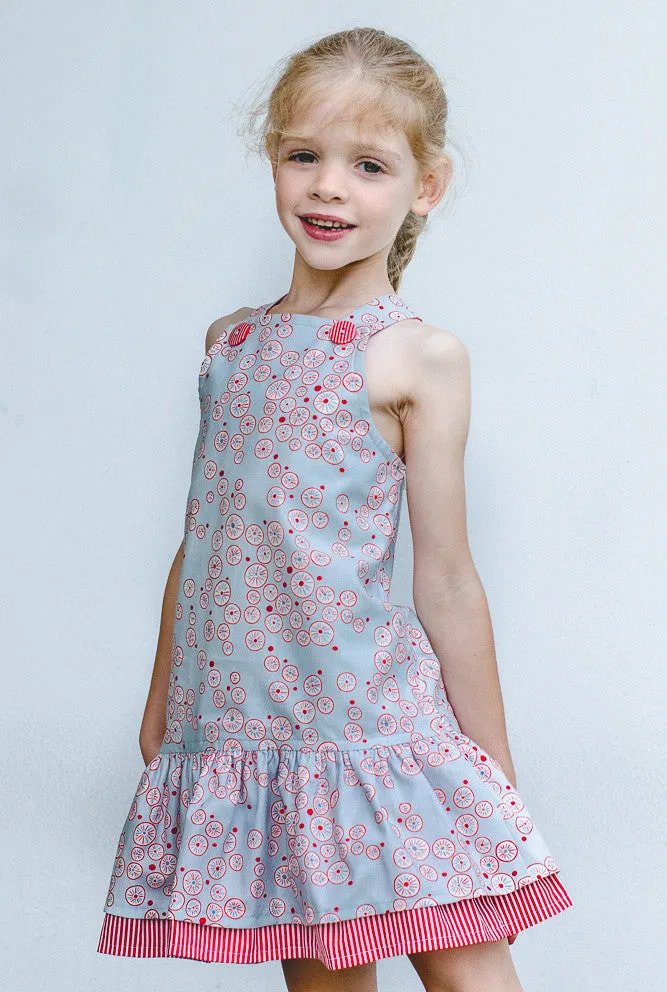 Party frock sewing pattern  LUCY LOU sizes 1 to 10 years 2 versions included. PDF pattern.