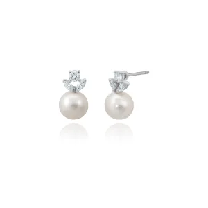 Pearl and Diamond Stud Earrings