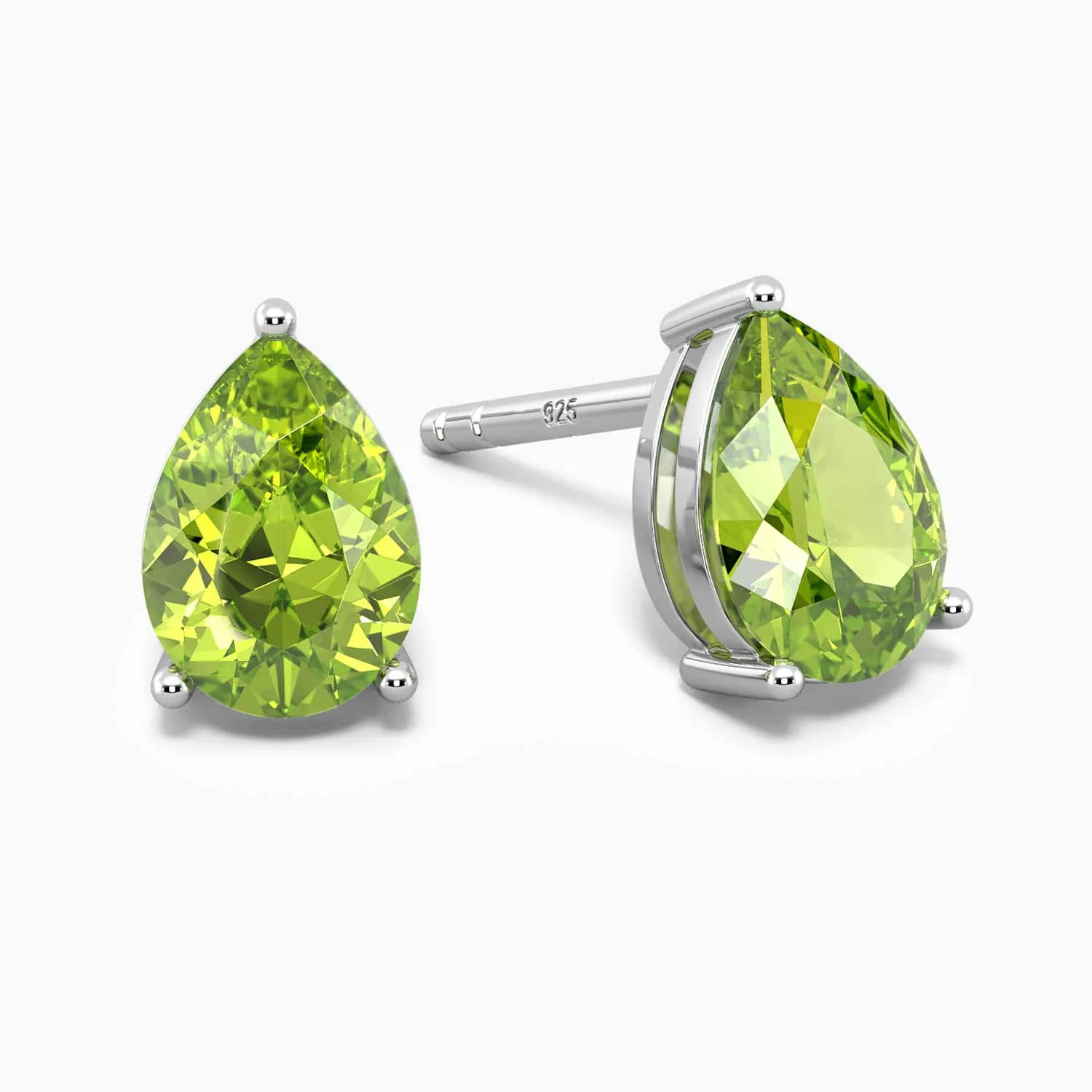 Peridot Earrings Australia | Pear Cut Studs in Sterling Silver | Irosk ®